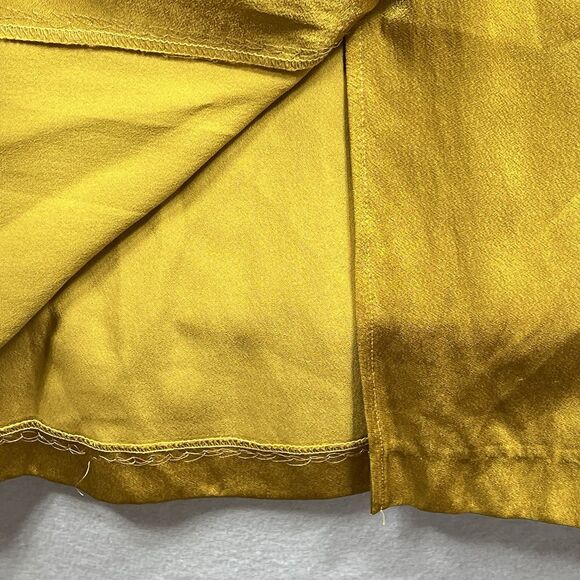 Anthropologie Seen Worn Kept Satin Ruffle Midi Dress 4 Gold Yellow Sleeveless - Picture 10 of 13